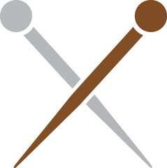 Two crossed sewing pins one brown one silver isolated on white vector