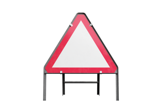 Blank temporary triangular sign, isolated, front view - Powered by Adobe