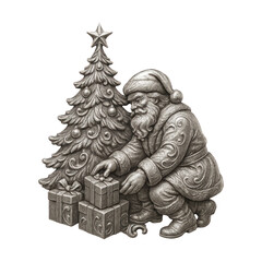 PNG Vintage Santa Christmas illustration
