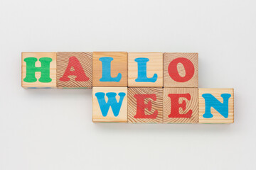 Halloween Word Made of Wooden Blocks