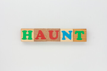 Wooden Blocks Display the Word Haunt