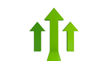 Three green arrows pointing upwards against a black background, representing growth