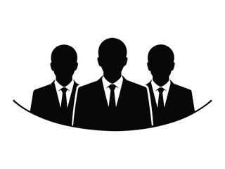 Three people in suits icon isolated on white background, representing teamwork