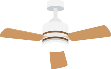 Modern ceiling fan with wood blades and led light for home and office vector