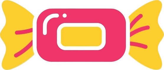 Bright pink candy with yellow wrapper festive sweet treat vector