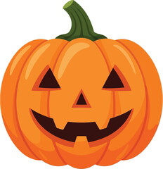 Carved halloween pumpkin with friendly face glowing warmly a festive autumn symbol for spooky celebrations flat design vector illustration white background