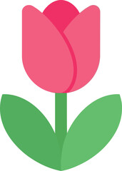 Vibrant pink tulip flower flat design simple icon vector