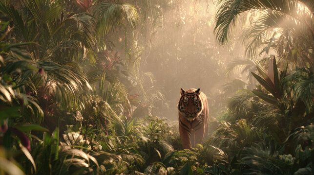 Bengal Tiger in Lush Jungle