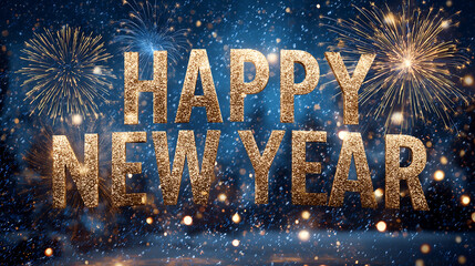 Happy new year celebration fireworks background holiday greeting card