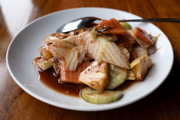 Close up of spicy Balinese salad of Rojak Bali