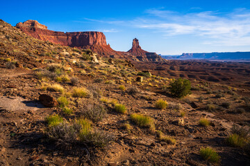 hiking the wilhite trail near moab in canyonlands island in the sky in utah, usa