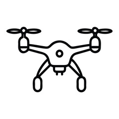 Outline Vector Icon of Drone with Wrench Repair Tool – Maintenance, Technology, and Engineering Line Art Design on White Background