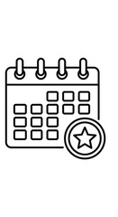 Outline Calendar with Star Badge - Important Favorite Date Schedule Icon