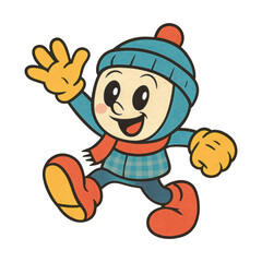 Obraz premium PNG Cheerful cartoon winter character