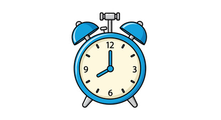 Blue Retro Alarm Clock Icon PNG – Cartoon Time Wake-Up Deadline Graphic