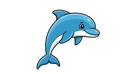 Blue Cartoon Dolphin Icon PNG – Happy Jumping Sea Animal Clipart Graphic