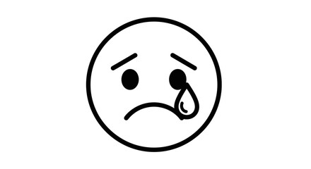 Outline Crying Sad Face Emoji Icon PNG – Tear Emotional Stress Vector