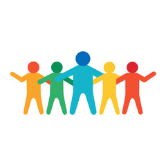 Inclusion unity chain of people holding hands diversity concept vector illustration