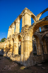 Obraz premium Monastery of Santa Maria de Rioseco, cloister, Manzanedo Valley, Castile and Leon, Spain