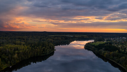 Tauragnas lake in the evening