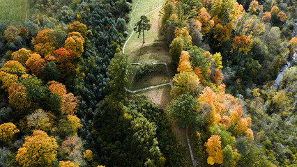 Buivydai mound near Karmazinai in autumn