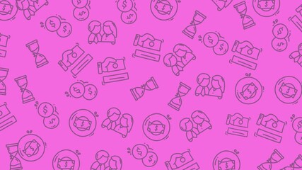 Pink background with business and relationship icons suitable for social media posts, presentations, or marketing materials targeting a diverse audience. - Powered by Adobe