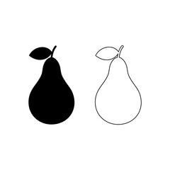 Pear Fruit Silhouette Vector Clipart On White Background