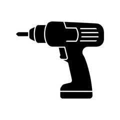 Silhouette Of Power Drill Vector Clipart On White Background