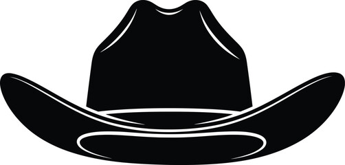 Classic black cowboy hat silhouette for western themed designs and country apparel flat design vector illustration white background © CreativeAkash099