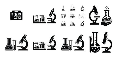 Fototapeta premium laboratory minimal flat icon set