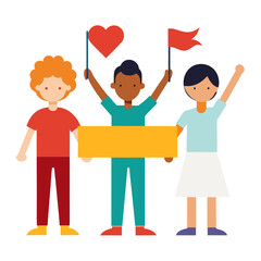 Diversity awareness campaign illustration with people unity vector illustration