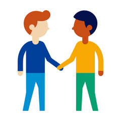 Diversity conversation two people shaking hands agreement vector illustration