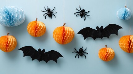 halloween paper pumpkins bats spiders