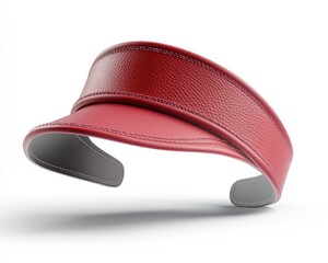 Red leather visor hat (1)