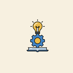 vector illustration of a retro lamp bulb with book