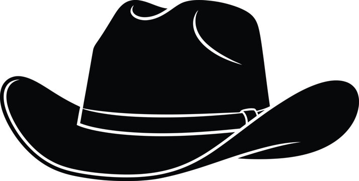 Classic black cowboy hat silhouette icon for western style and fashion designs flat design vector illustration white background