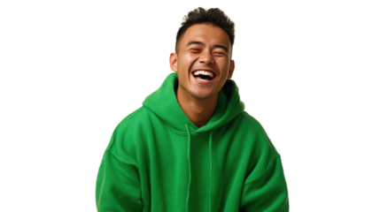 Excited Man Laughing on Transparent Background Indoor Studio Headshot Portrait