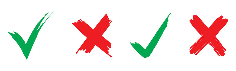 Checkmark cross icon Checkmark icon set. Checkmark right symbol tick sign.