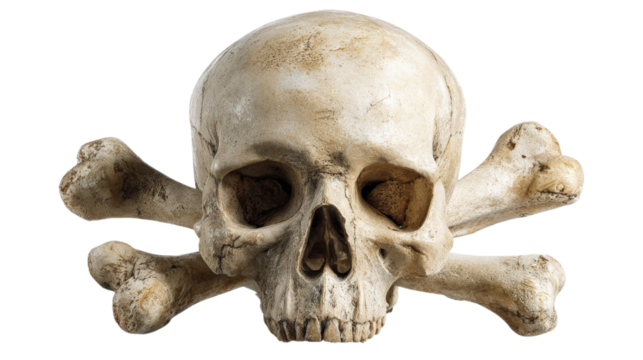 Grim Skull with Crossed Bones Isolated Still Life Macabre Human Remains Theme - Powered by Adobe