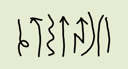 Collection of hand drawn arrows and lines on a light background