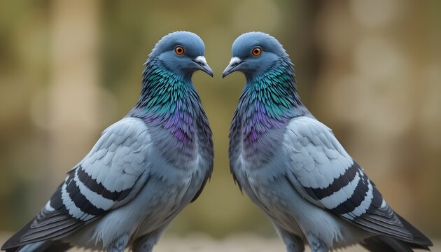 
a charming pair of pigeons with attractive prety feathers