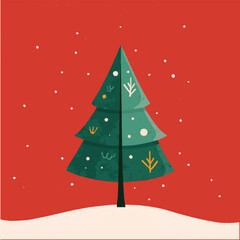 Vector illustration of Christmas tree for Christmas Day with snows