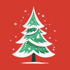 Vector illustration of Christmas tree for Christmas Day with snows