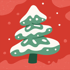 Vector illustration of Christmas tree for Christmas Day with snows