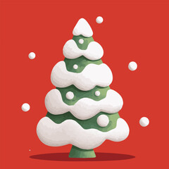 Vector illustration of Christmas tree for Christmas Day with snows