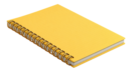 Yellow Notepad Spiral Bound Realistic Isometric View Transparent PNG