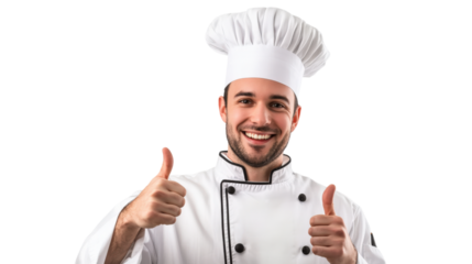 Cheerful Chef Approving Culinary Excellence with Double Thumbs Up on Transparent BG