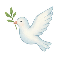 PNG Peaceful dove carrying olive branch.