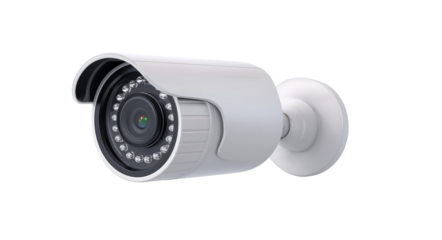 Security camera mounted on a wall providing surveillance for safety at a public location during daytime Generative AI
