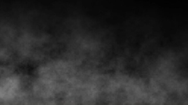 Moving smoke in slow motion. White fog overlay on dark background 